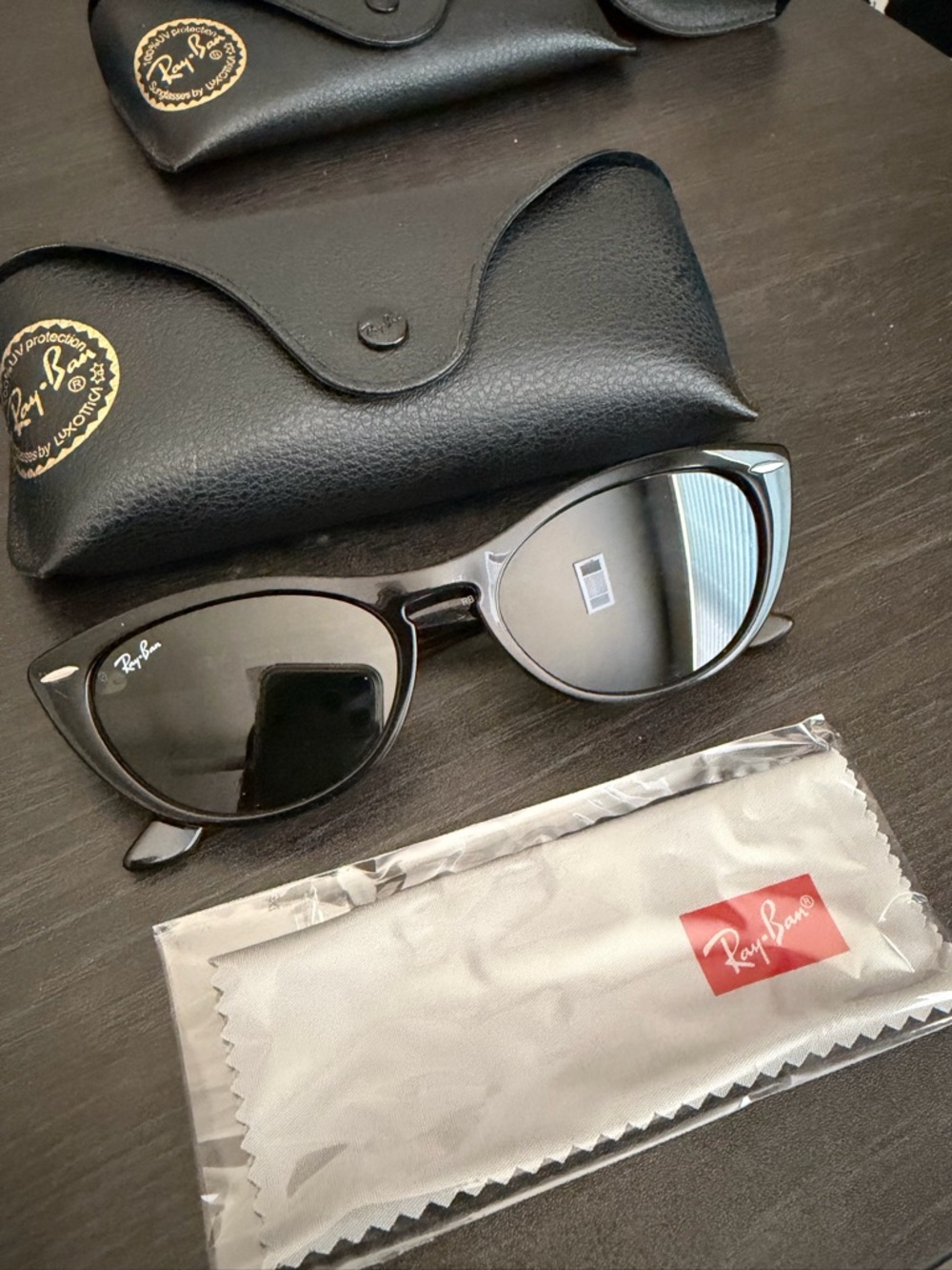 Ray-Ban Black Cat Eye Sunglasses with Dark Lenses